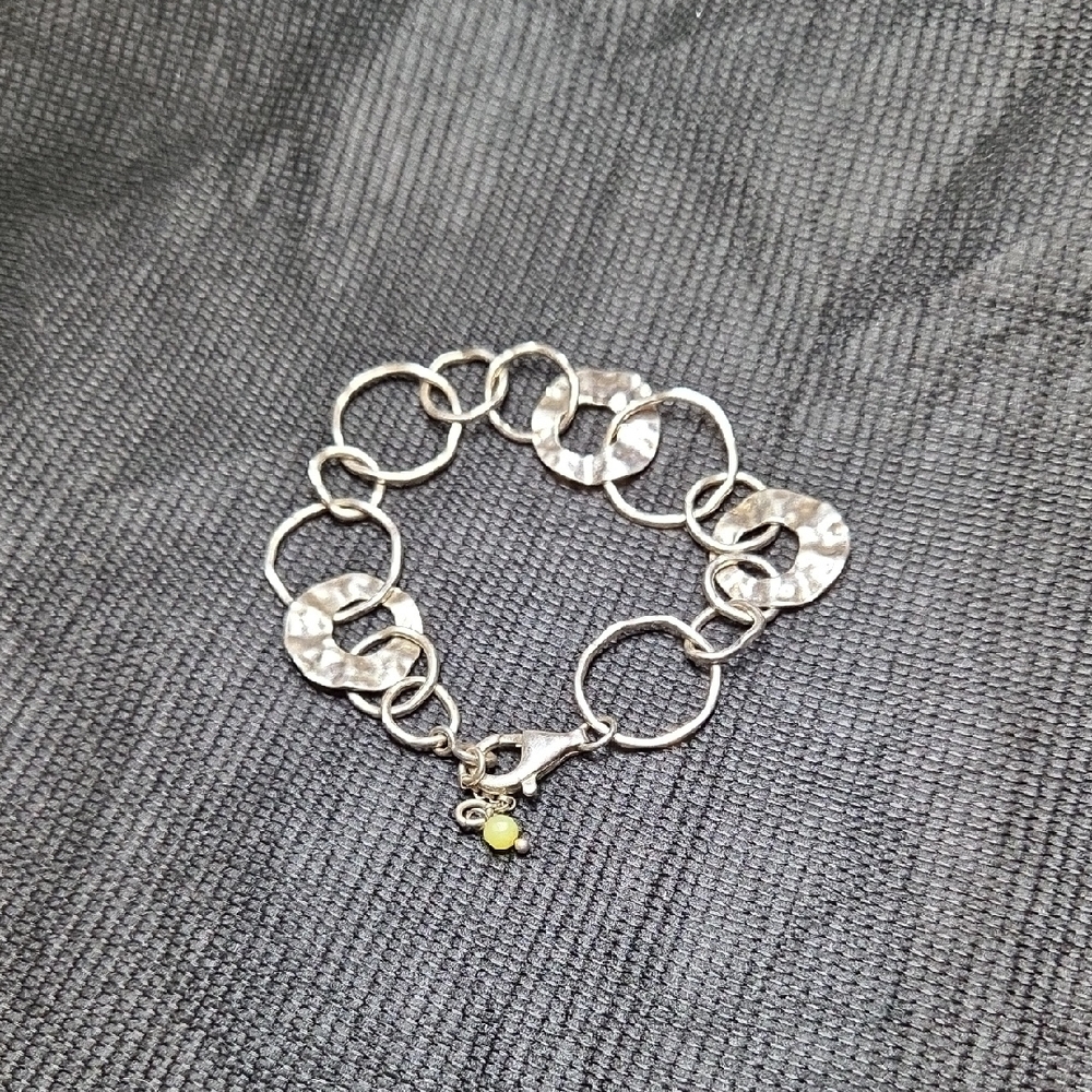 Retired Silpada Hammered Circles Paper Chain Sterling Silver Bracelet B1217